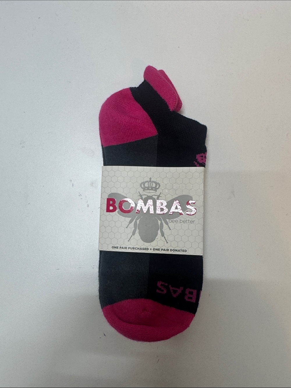 Bombas  No-Show Athletic Socks in Pink and Black